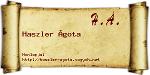 Haszler Ágota névjegykártya